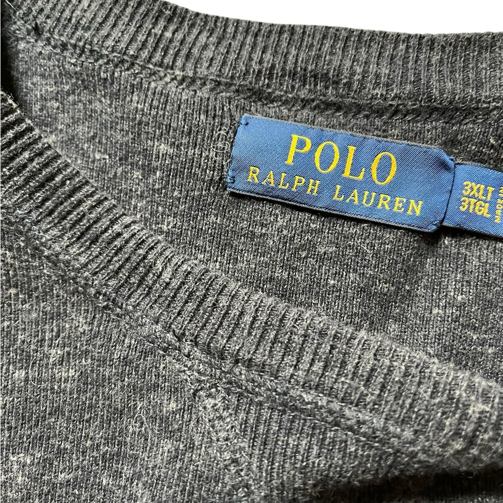 Polo By Ralph Lauren Sweater Men's 3XLT Dark Gray/Black Pullover Long Sleeve✅ - Picture 3 of 5